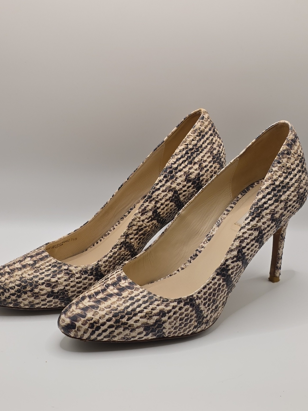Cole Haan Snake-Print Leather Pointed Toe Pumps Size 7.5B
